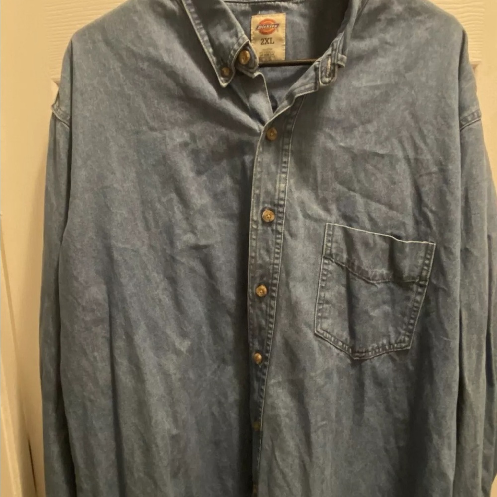 Dickies Blue Denim Button-Up Shirt 2XL